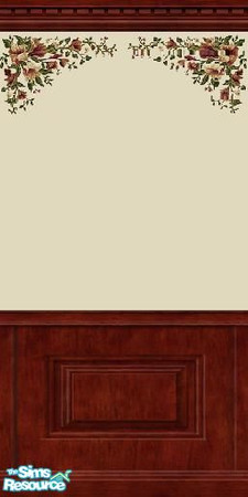 Sims 2 — Cream paint with flowers by Helenloki — Beautiful flowers on a cream wall with wood trim. Matching flower carpet