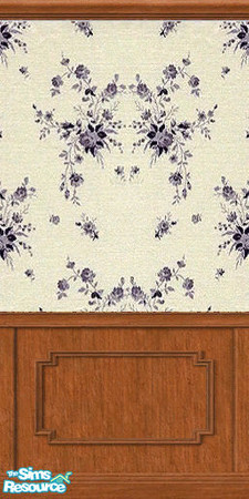 Sims 2 — Lilac Flowers with Medium Wood  Panels by TSR Archive — Part of a set of 4 lilac floral wallpapers. ** TSRAA