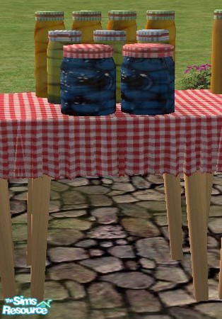 Sims 2 — Farmer\'s Market - Preserves Recolor 1 by Simaddict99 — Table with farm fresh preserves. contains jars of