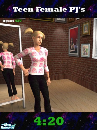 Sims 2 — Rose Top with Black Textured Bottoms by Agent420 — A very nice warm rose top mixed with a sweet pair of black