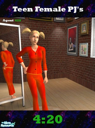 Sims 2 — Intense Red n Orange PJ's by Agent420 — A great mix of Red and Orange in this Intense pair of PJ's for Teen
