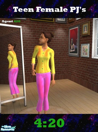 Sims 2 — Red n Yellow PJ's by Agent420 — A nice Red n Yellow top with nice pink bottoms. Great for teen females. - Agent