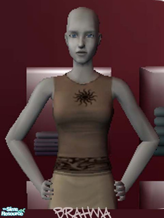 Sims 2 — summershirt by brahma83 — Just a brown sleeveless summer shirt with a sun and celtic patterns around the
