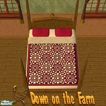 Sims 2 — Missouri Puzzel Quilt by Nikki041498 — Bright red and deep cream may be the only colors on this quilt...but they