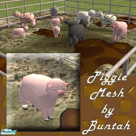 Sims 2 — Pink Piggy MESH by buntah — This is the mesh file for the adult piggie. Like real piggies, if you keep these a