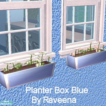 Sims 2 — Flower Box - Blue by Raveena — Make sure you have the 'standard' privacy planter mesh as this flower box draws