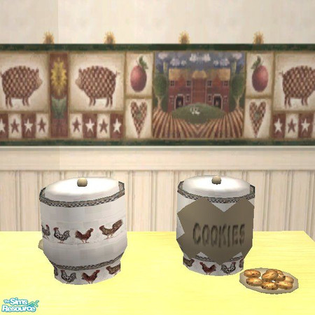 Sims 2 — Roosters Cookie Jars by STP Carly — Cookie jars with country designs for that farm fresh feeling in the kitchen.