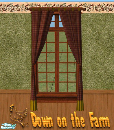 Sims 2 — Country Curtains by Nikki041498 — Deep barn red curtains with harvest gold accents.