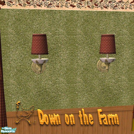Sims 2 — Country Wall LampShades by Nikki041498 — Barn red lampshades for the "Wall Flowers" Sconce.