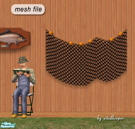 Sims 2 — Wall hanging fishnet by Windkeeper — You can place several of them on the wall to get longer fishnet.