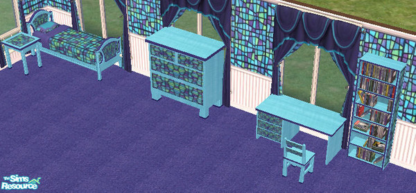 Sims 2 — Cool Mosaic Recolor for Soma Bedroom by auracyan — * TSRAA Object * This recolor will show up as just the Soma