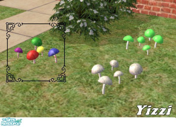 Sims 2 — Candied Shrooms by Yizzi — Small patch of candy-coated mushrooms. Requires the mesh included in this set. 