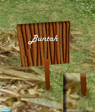 Sims 2 — Darker signpost with hay at base by buntah — This puts hay at the base of the darker sign, instead of green