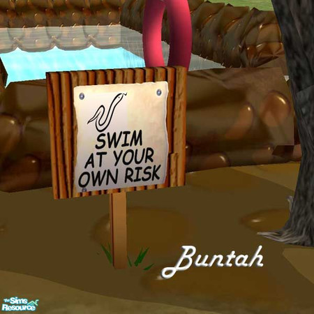 Sims 2 — Swim at Your Own Risk sign by buntah — This requires my No Tresspassing Sign mesh, available here at TSR.