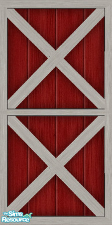 Sims 2 — Red barn wall 2 by Windkeeper — Part of "Barn Building Kit" set