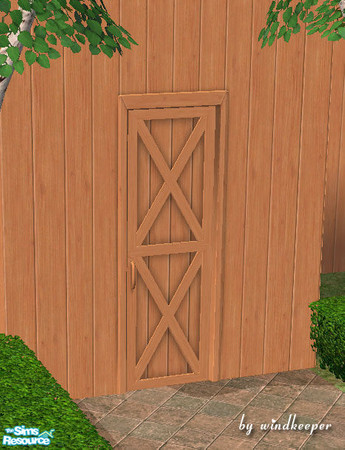 Sims 2 — Light wood barn door by Windkeeper — You need to download "Barn door" file from this set for this