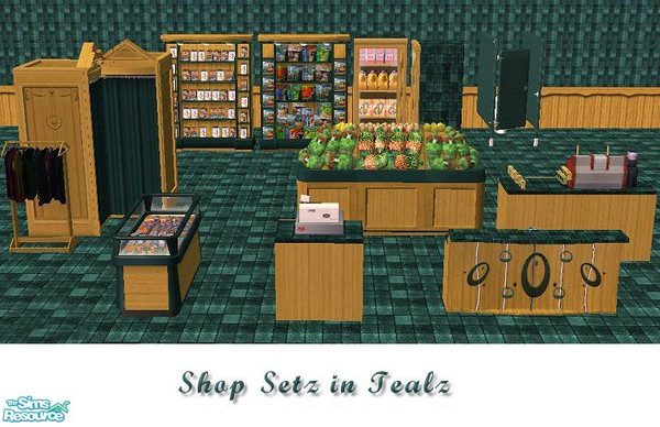 Sims 2 — Shop Setz in Tealz by iwubu — The Shop Setz - Find yourself building perfectly matched shops complete with