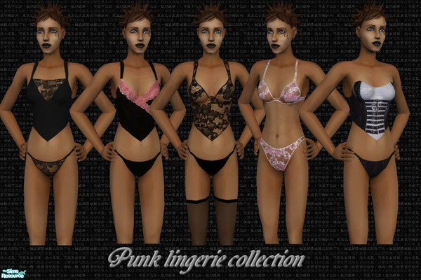 Sims 2 — Punk lingerie set by Malitia — I felt like some new underwear for my sim ladies. :)