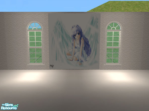 Sims 2 — Anime Angels- 5 by jhardyzgurl4lyf — The fifth in the series of anime angel paintings. Qortex's big poster mesh