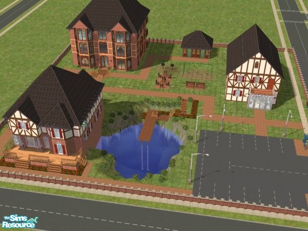 Sims 2 — Market Square by bcfox40 — This is the "center" of town that I use in my main neighborhood. The idea
