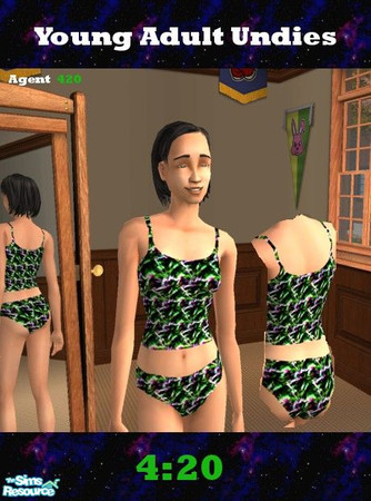Sims 2 — Dark Neon Undies 4 Undergrads by Agent420 — This pair of undies has dark colors mixed with Neon. Reminds you of