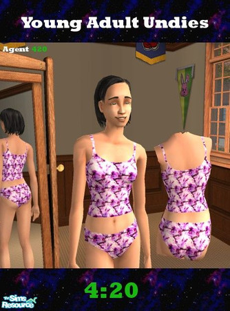 Sims 2 — Pink Undies 4 Undergrads by Agent420 — Nice pink flowers in this pair of undies for Young Adults and Adults. It