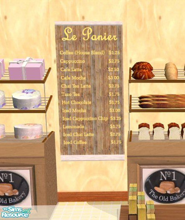 Sims 2 — Bakery Menu 3 (large) by HChangeri — Here is the third bakery menu of this size created for use with the French