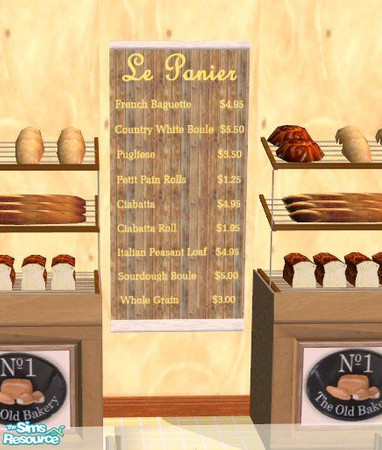 Sims 2 — Bakery Menu (Large) by HChangeri — I created these to go with the French Bakery set at the Sims Connection ($5