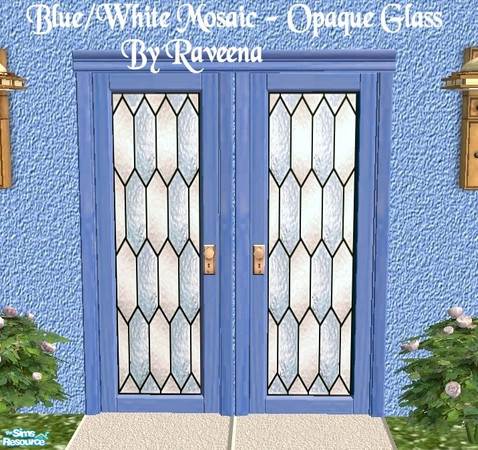 Sims 2 — Blue/White Mosaic Glass - Opaque by Raveena — This is the 'opaque' version of this glass. You need Windkeeper's