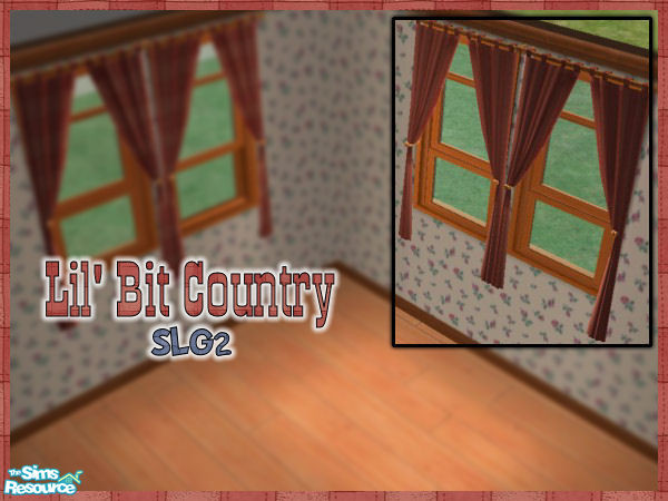 Sims 2 — Lil Bit Country Red Curtain 2 by SimsLvrGrl — Whether in the country on the farm, or in the city dreaming of