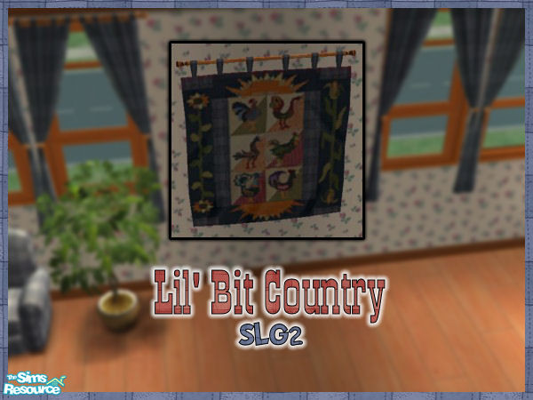 Sims 2 — Lil Bit Country Rooster Tapestry in Blue by SimsLvrGrl — Whether in the country on the farm, or in the city