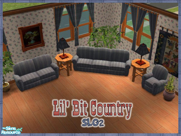 Sims 2 — Lil Bit Country Blue Striped Seating by SimsLvrGrl — Whether in the country on the farm, or in the city dreaming