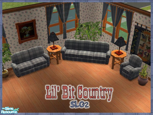 Sims 2 — Lil Bit Country Blue Plaid Seating by SimsLvrGrl — Whether in the country on the farm, or in the city dreaming