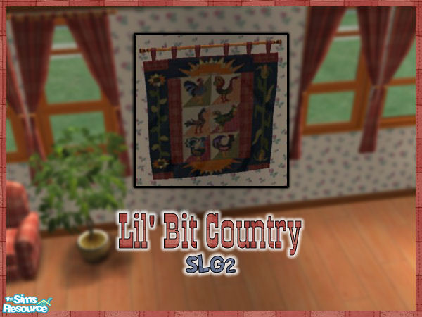 Sims 2 — Lil Bit Country Rooster Tapestry in Red by SimsLvrGrl — Whether in the country on the farm, or in the city
