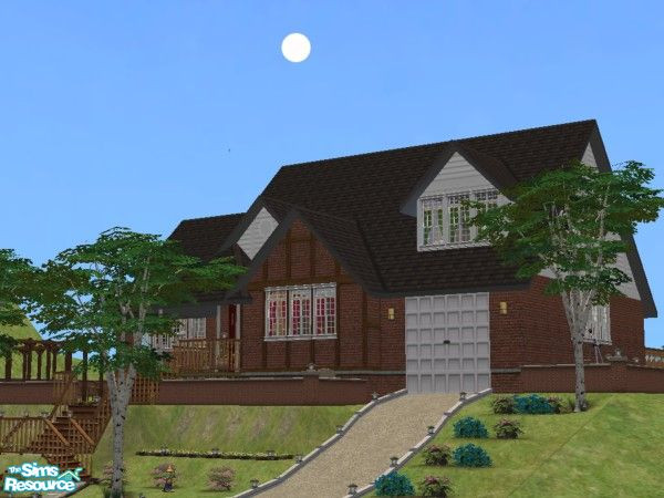 Sims 2 — The Hebble by Shakeshaft — A Beautiful Family Home, with tiered gardens at the front, 3 beds and a