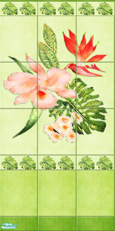 Sims 2 — Caribba verde 02 by perelinka — Tiled wall with large motif.