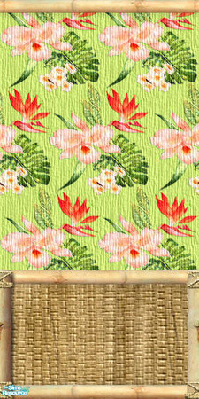 Sims 2 — Caribba verde 05 by perelinka — Wallpaper with bamboo and rattan.