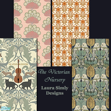 Sims 2 — Laura Simly Victorian Nursery Wallpaper Set by debs913 — Four fine wallpapers for the Victorian style nursery.