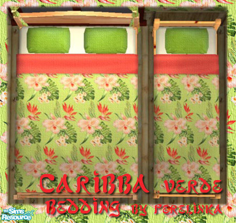 Sims 2 — Caribba verde bedding by perelinka — Bedding for my Caribba verde walls.