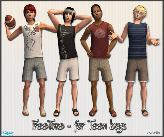 Sims 2 — Freetime - for Teen boys by zvaella — 4 recolors of the freetime EP, for the energetic young boys. Enjoy :)