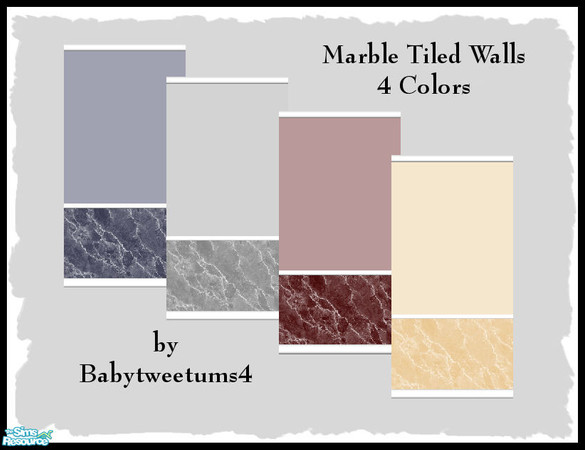 Sims 2 — Marble Walls by babytweetums4 — These walls have solid paint on the upper part and marble on the lower. Colors