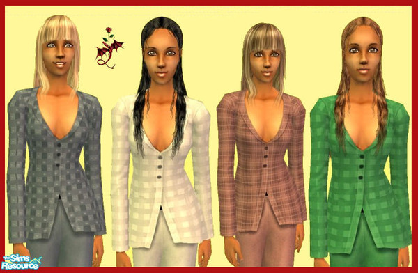 Sims 2 — Summer Silk Suiting by cariadbach — Four pastel summer suits for your adult Sim . Base game only required
