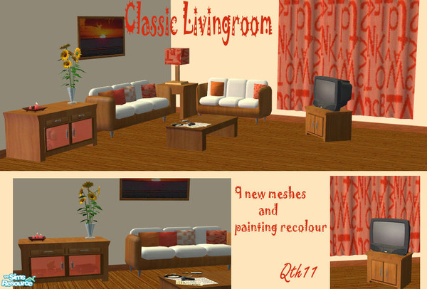 Sims 2 — Classic Livingroom by qth11 — A new classic livingroom. 9 new meshes plus a painting recolour. Surface to put