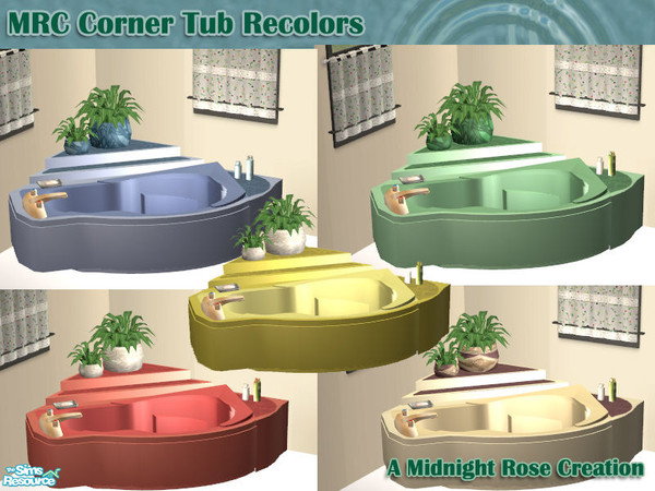 Sims 2 — MRC Corner Tub Recolors by MidnightRose — By request... more colors of the corner tub. This set is NOT TSR AA.