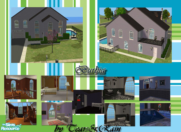 Sims 2 — Burbia by TearsRain — A Suburban home. 2 stories windows are the Lafantre window they have been altered to a