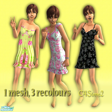 Sims 2 — Teen Nightie TeenSet 2 by FaronDesign — 1 mesh and 3 recolours, the nightie is a bit longer and has a wider hem.