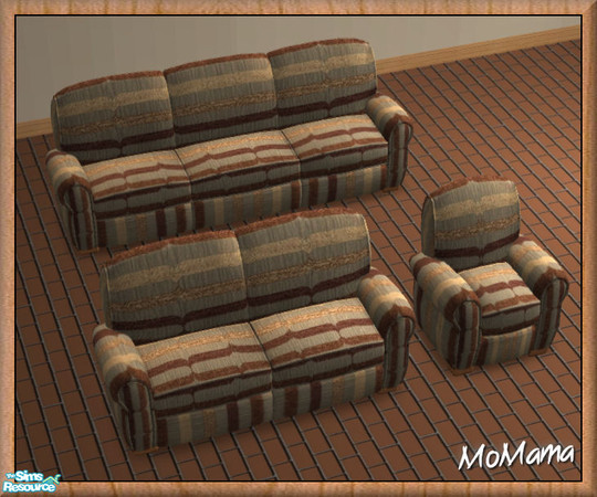 Sims 2 — NK At Ease Living Room - Sofa by MoMama — You get three for one with this sofa recolor. A sofa, loveseat and