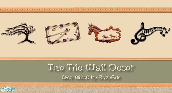 Sims 2 — Two Tile Wall Decor by Bitzybus — Mesh for making two tile wall decorations with alpha channels. Feel free to