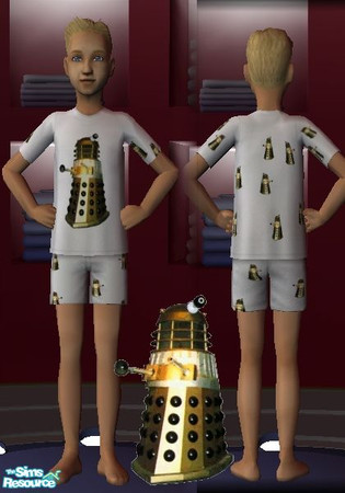 Sims 2 — Boy's Dalek PJ set by law3 — A very simple shorts & t-shirt pyjama set for your Sim children. The front of