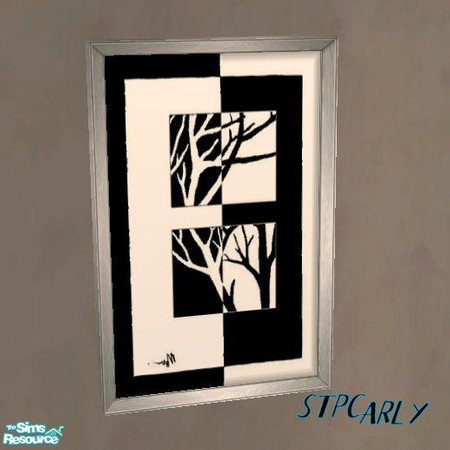 Sims 2 — Ying & Yang Black/White Art by STP Carly — Ying & Yang/Black & White living set by request.
